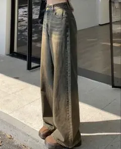 ワイドレッグ ソリッドデニム