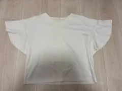 【美品】GU ジーユー　フリルスリーブT ホワイト　L 半袖