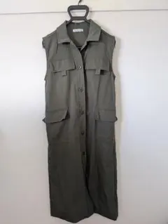 Lax Dan Tia ノースリーブシャツワンピース オリーブグリーン