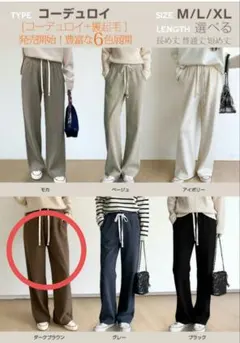 【新品未使用】ダークエンジェル　裏起毛パンツ　ブラウン　L　コーデュロイ