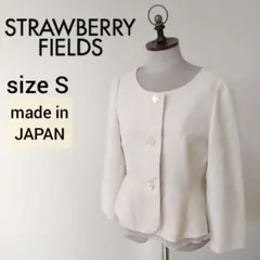 ストロベリーフィールズ ノーカラージャケット セレモニー ペプラム アイボリー