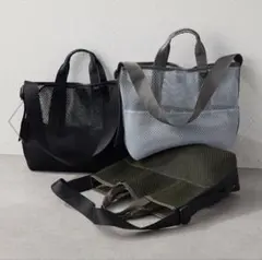 新品♩イアパピヨネ　ダイヤメッシュ♩トートバッグ（ブラックL）2wayショルダーのサムネイル