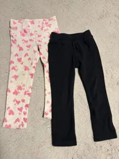 レギンス2点セット（ハート柄・ブラック）