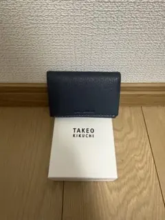 【未使用】TAKEO KIKUCHI 名刺入れ 牛革 ネイビーのサムネイル