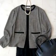 美品 ボールジィ トゥモローランド カラミ ノーカラージャケット 36 ブラック