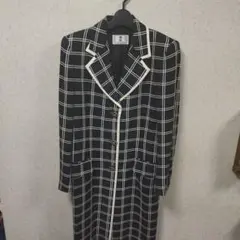 OLIVER 黒白チェック ロングコート