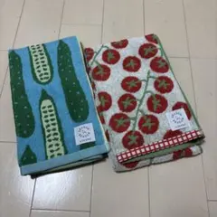 ②SEASONREASON フェイスタオル 2枚セット野菜柄きゅうり枝付きトマトのサムネイル