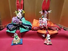 うさぎ雛人形花飾り付き