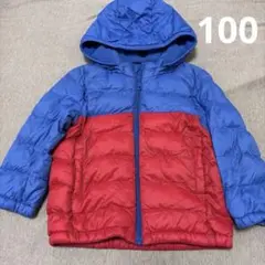 ユニクロ ライトウォームパデットパーカ ブルー レッド 100