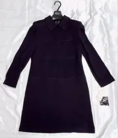 【新品】ダークパープル(ネイビー)ウール混 ワンピース サイズ13AR