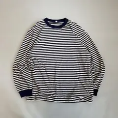 ユニクロ　マルチボーダー 長袖Tシャツ XL アイボリー×ネイビー　Y2K