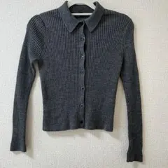 UNIQLO エクストラファインメリノリブポロカーディガン グレーS