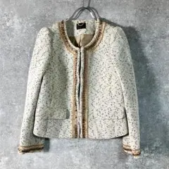 DEUXIEME CLASSE　ノーカラージャケット　アイボリー　ラメ　ビーズのサムネイル