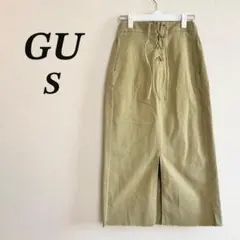 GU ナロースカート S カーキタイト ロング レースアップ 可愛い 美脚