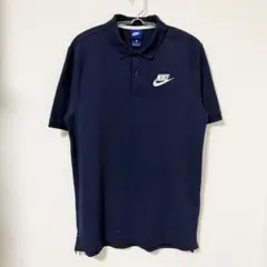 NIKE ナイキ ポロシャツ 半袖 ワンポイントロゴ 刺繍 ネイビー M 古着のサムネイル