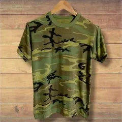 美品 ROTHCO ロスコ 迷彩 Tシャツ S相当 ウッドランド 半袖 総柄