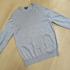 ユニクロ コットンメリノ クルーネック セーター 春秋 薄手 M グレー