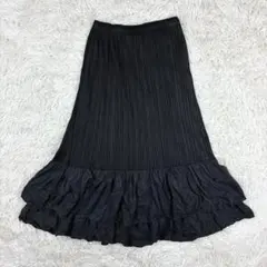 美品✨プリーツプリーズ イッセイミヤケ 裾シルクフリル ロングスカート 黒 2 2026年最新】PLEATS PLEASE レディース ロングスカートの人気アイテム