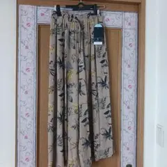 RagOut ボタニカル柄 ワイドパンツ ベージュ系