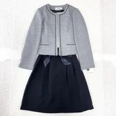 未使用タグ付 ツイード ジャケット ワンピース ネイビー 卒業式 セレモニー 紺