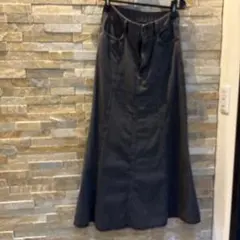 GUダークグレー デニム ロングスカート