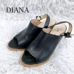 DIANA バックストラップ オープントゥサンダル サイズ 25 黒 ブラックのサムネイル