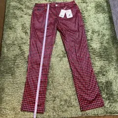 新品LLサイズ　フィラゴルフメンズ防風チェック柄ストレッチ裏フリースパンツ