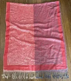 ペイズリー模様 大判ストール コーラルピンク