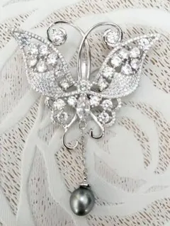 黒蝶真珠ペンダントトップ/ブローチ