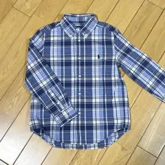 《新品》【120】ラルフローレン　長袖シャツ　チェック柄　ブルー　白
