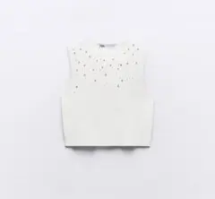 ZARA ザラ　ビーズニット クロップドトップス