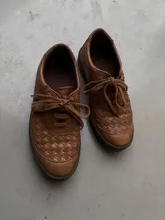 bottega veneta レザー編み込み スニーカー ブラウンのサムネイル