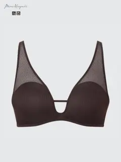 ユニクロマメクロゴウチ　ワイヤレスブラ(メッシュ)　ダークブラウン　L