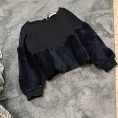 LADY LUCK LUCA 異素材　フリース トレーナー ブラック