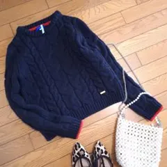 ブルーレーベル　クレストブリッジ　ケーブル　ウール　ニット