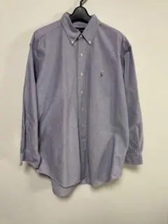 紫のコットンボタンダウンシャツ　オックスフォード　ラルフローレン　長袖シャツ