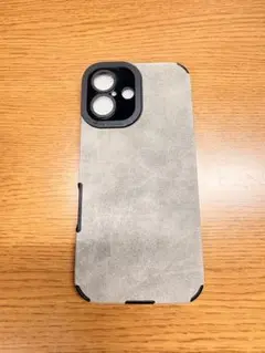 iPhone用グレー合成皮革ケース