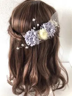 LP パープル　紫　髪飾り　ドライフラワー　卒業式　結婚式　成人式　小学生　袴