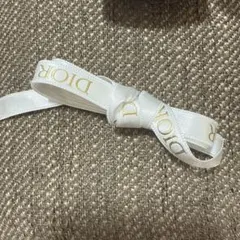 Dior ホワイトサテンリボン ゴールドロゴ50センチ