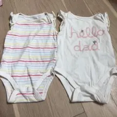 baby  Gap ロンパース2枚セット　夏　白　袖なし　ロゴ　ストライプ　80