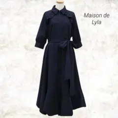 タグ付★Maison de Lyla フリルリボンシャツワンピース 五分袖