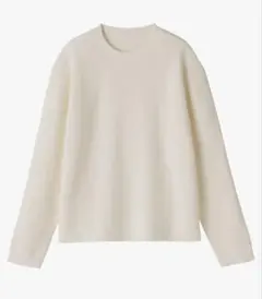 無印良品 洗える ワッフル 編み クルーネック セーター オフホワイト M