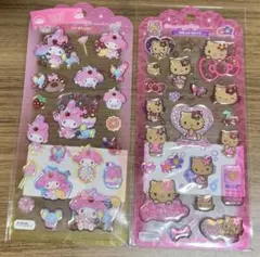 ドロップジュエリーシール　日焼けキティ、マイメロ