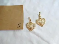 透かし柄ハートピアス　イヤリング　ハンドメイドピアス