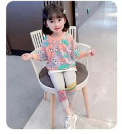 秋のセット幼児女の子用、かわいいスウェットシャツとレギンスセット 130