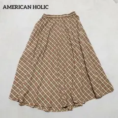 B1-4150　ロングスカート　チェック柄　ウエストゴム　F【アメリカンホリックのサムネイル