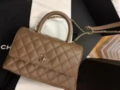 シャネル　ココハンドル　XS ブラウン　新品未使用　キャビアスキン　ゴールド