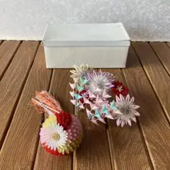 TS76 つまみ細工 髪飾り かんざし 七五三 成人式 振袖 着物 2点セット