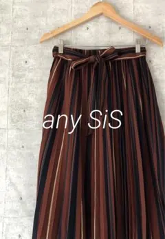 any SiS エニィスィス ストライププリーツスカート ベルト付き ミディ丈