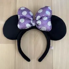 ミニーマウスカチューシャ（紫リボン）